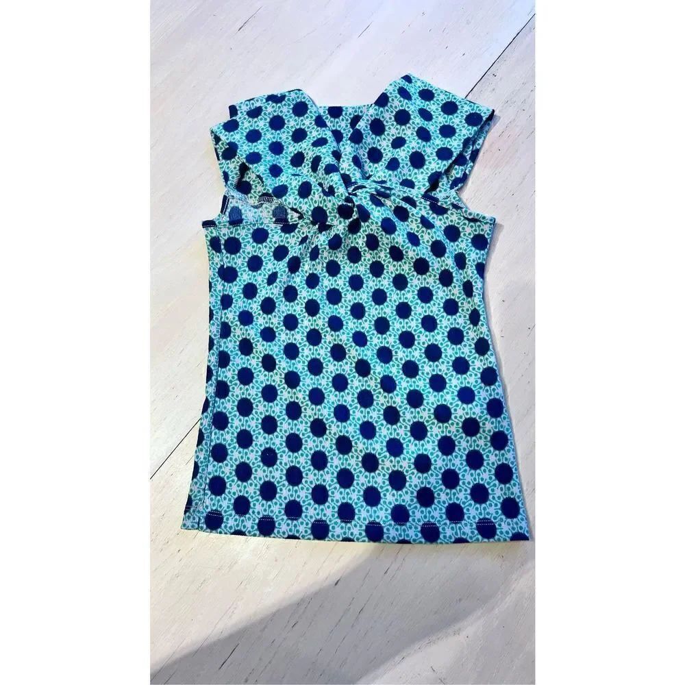 ATHROPOLOGIE MAEVE GREEN BLUE DOT OFF THE SHOULDER TANK CROP TOP XXS